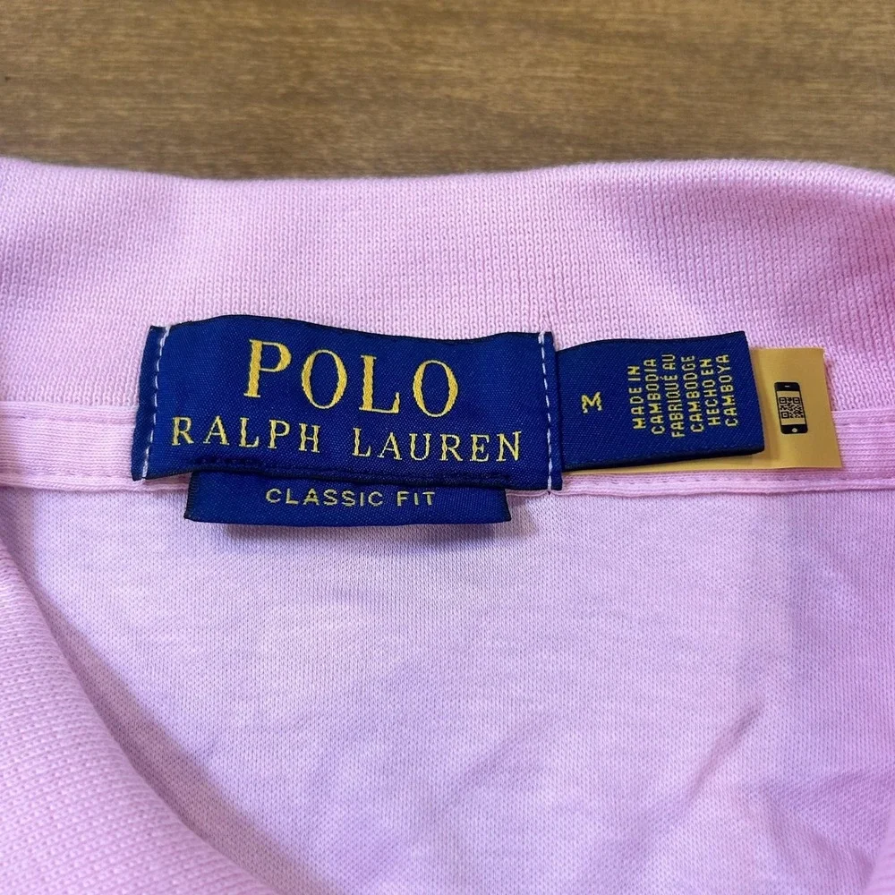 Polo Ralph Lauren Polo Shirt Mens M Pink Classic Fit Pique Cotton Logo Preppy